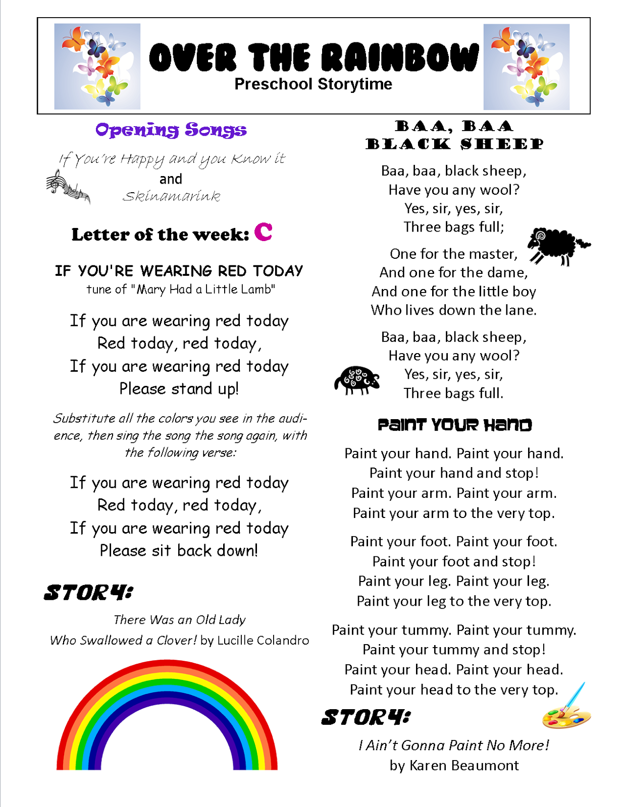 Ama Reads Over the Rainbow Preschool Storytime Plan