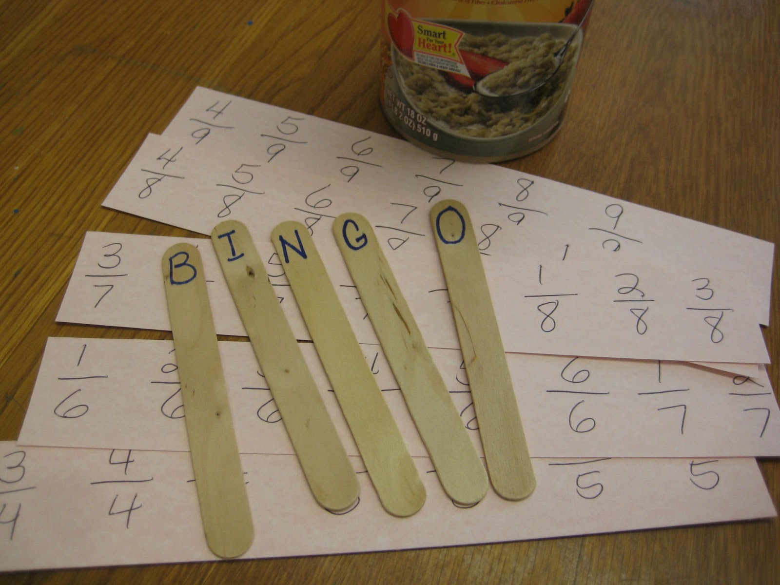 Day's Class Notes Fraction Bingo