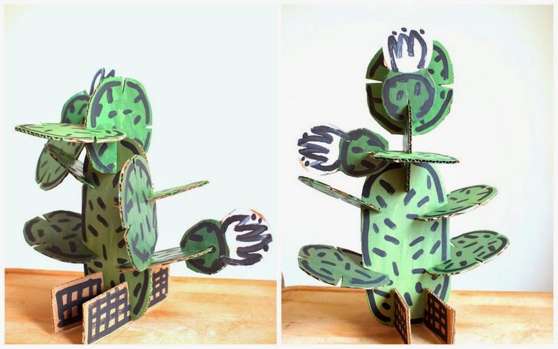 Diy Cardboard Cactus Construction Set Pink Stripey Socks