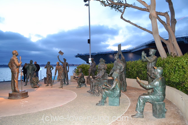 Several bronze statues show the soldiers who were entertained when Bob Hope made one of his many visits to the troops.