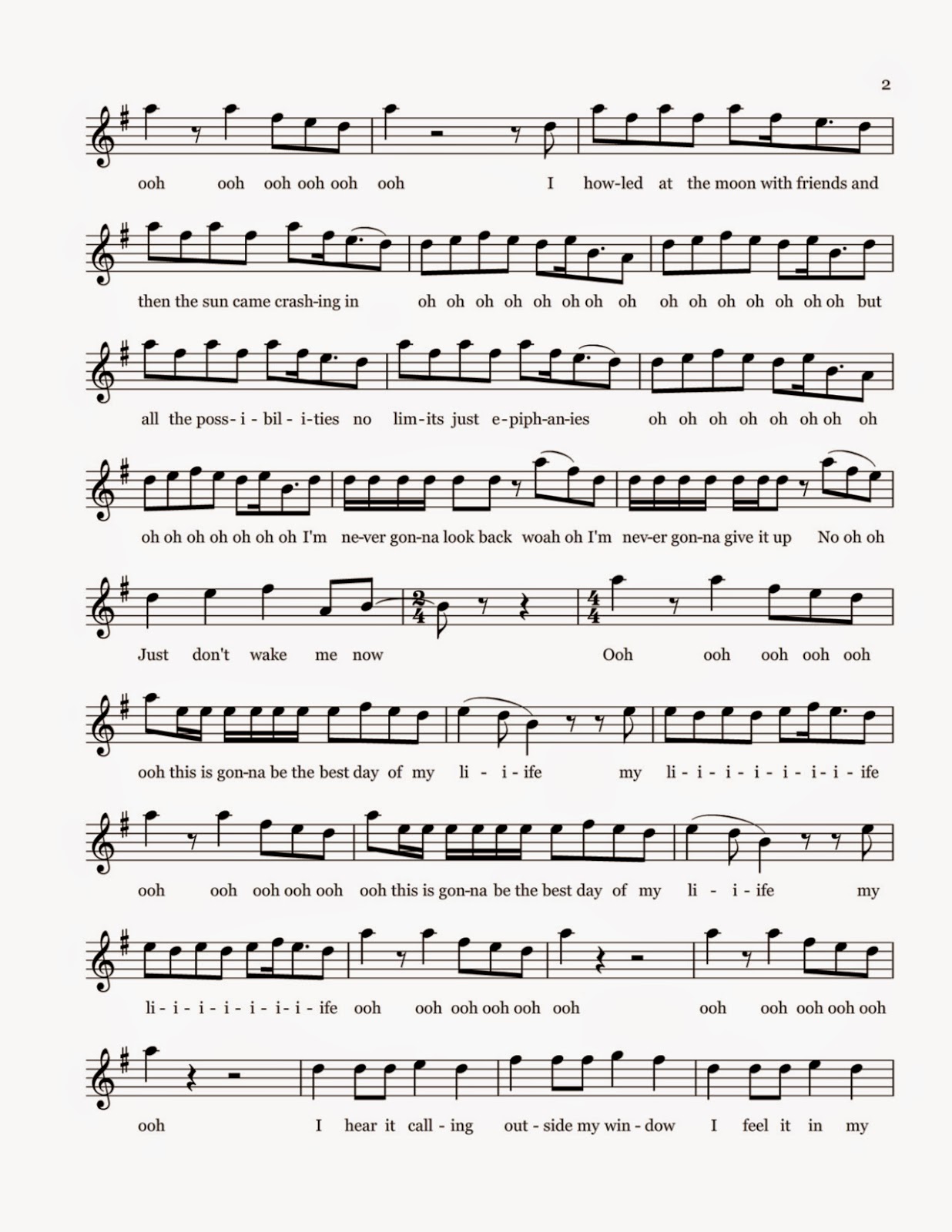Flute Sheet Music: Best Day of My Life - Sheet Music