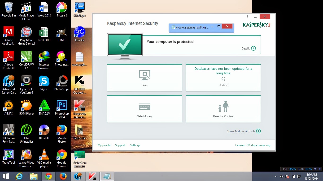 Screenshot di PC saya... Kaspersky Internet Security 2015 Full Cracked - Firedrive
