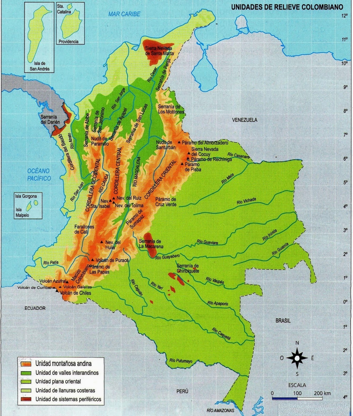 Colômbia Mapa Geográfico