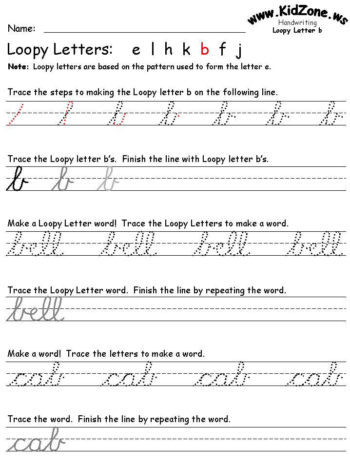 cursive word practice