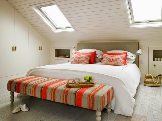 bedroom ceiling design:sloping roof with windows