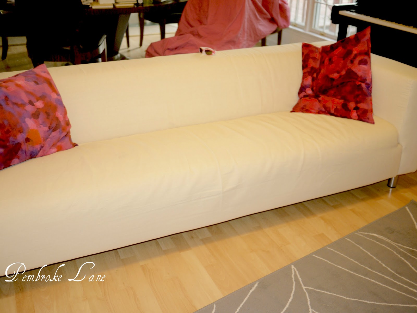 Pembroke Lane Pink and Yellow Ikea Klippan Dyed Couch Slipcovers + a