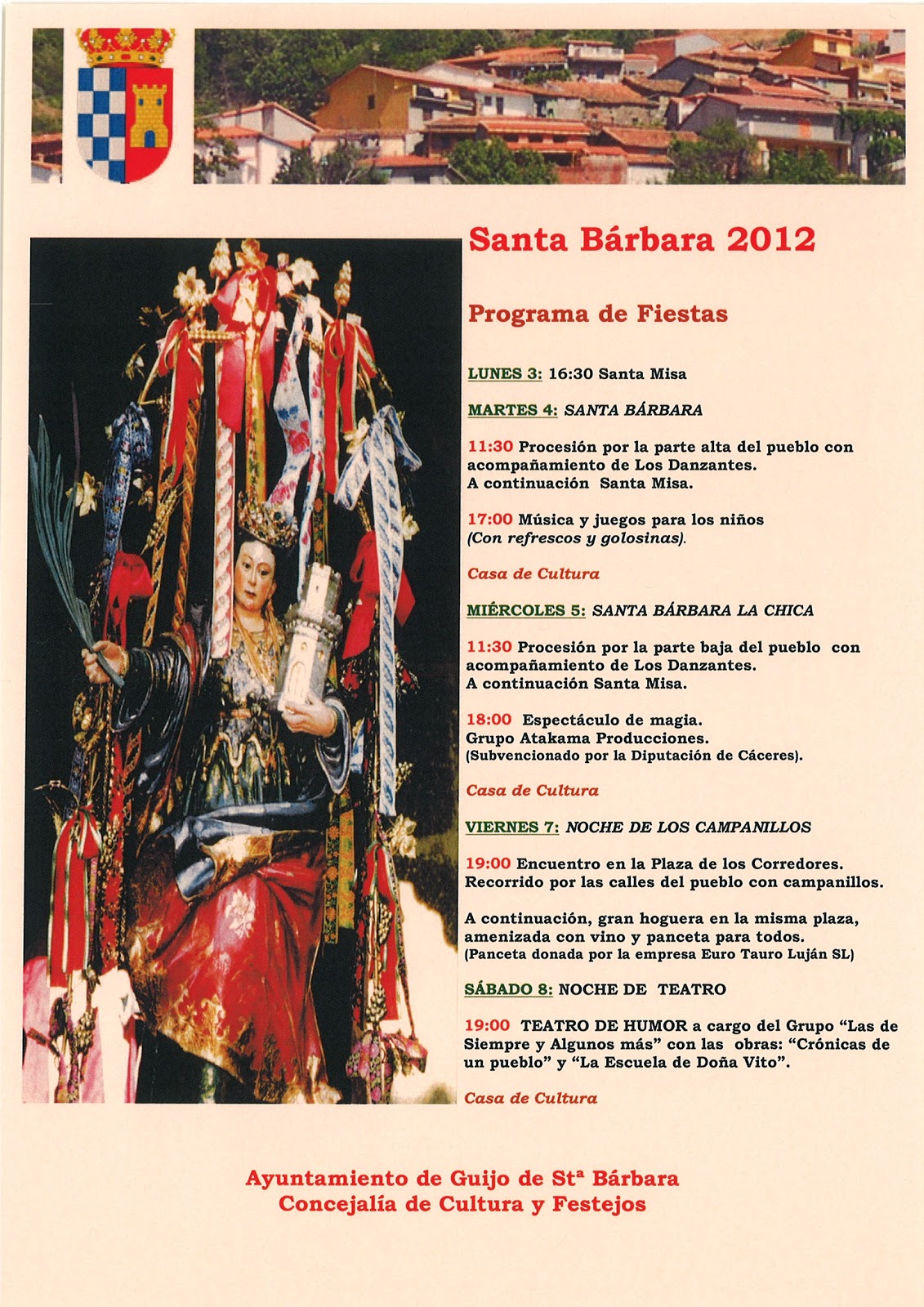 Guijo de Santa Bárbara Fiestas de Santa Bárbara 2012
