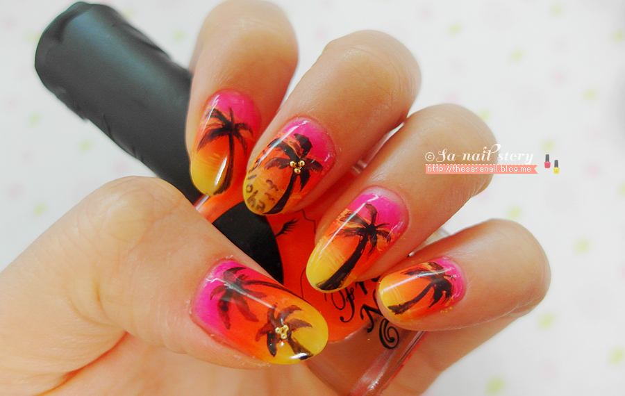 SARA NAIL: Aloha! Gradation Palm Tree Nail Art, Hawaii Is On Nails :) Gradation Palm Tree nail art - SARA NAIL: Aloha! Gradation Palm Tree Nail Art, Hawaii Is On Nails :)