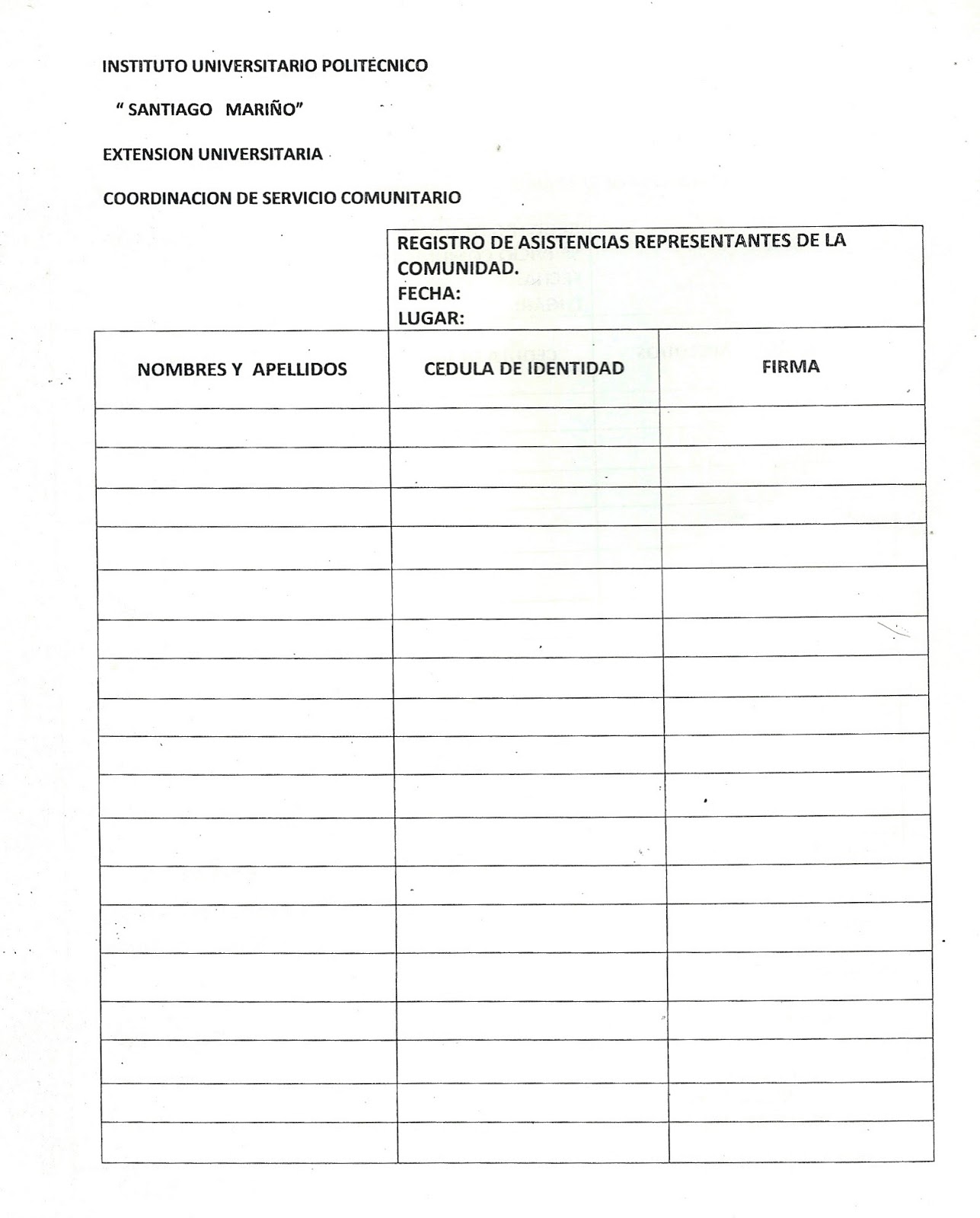 formato de asistencias