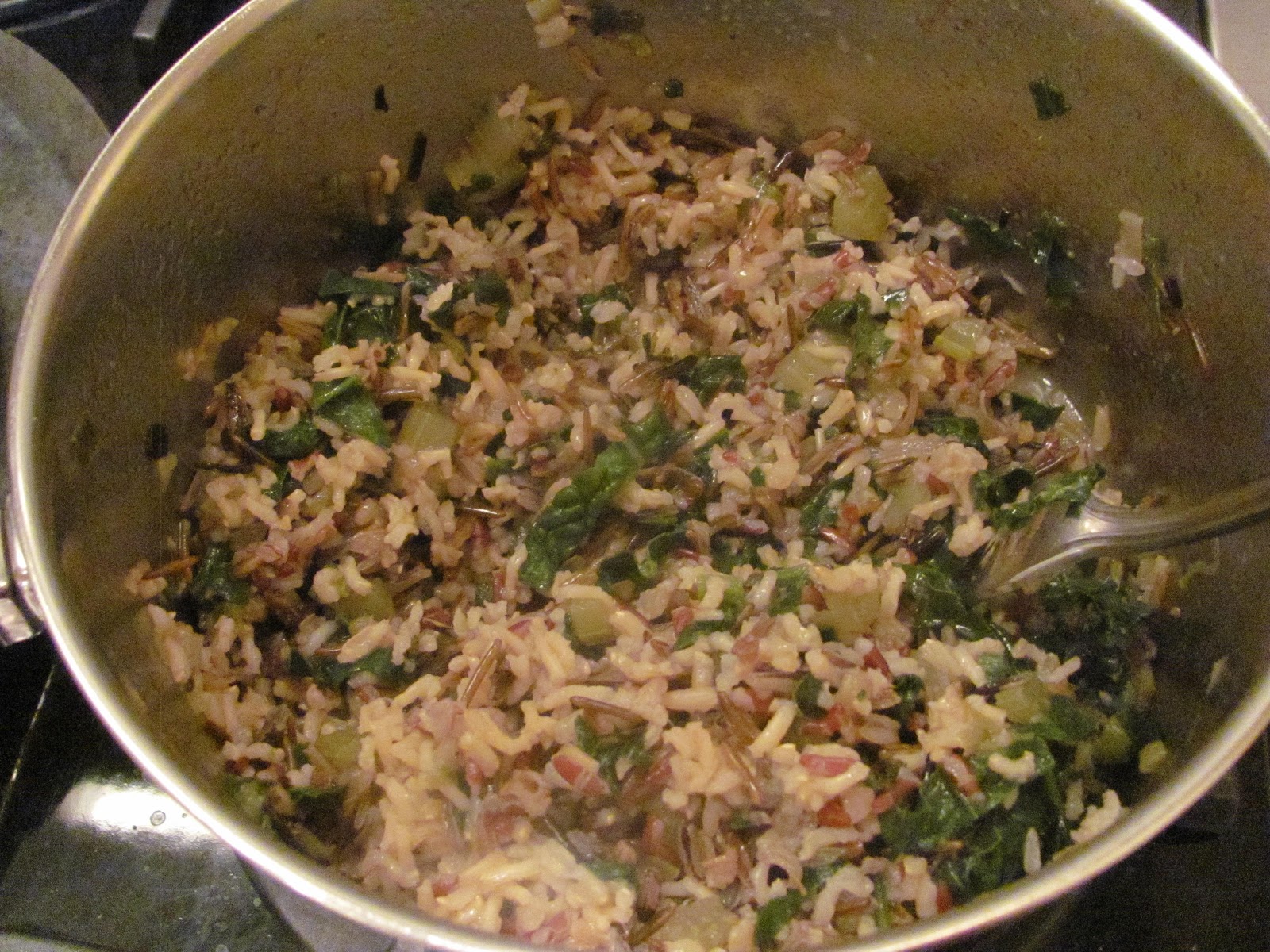 Wild Rice with Onion, Celery, and Spinach
