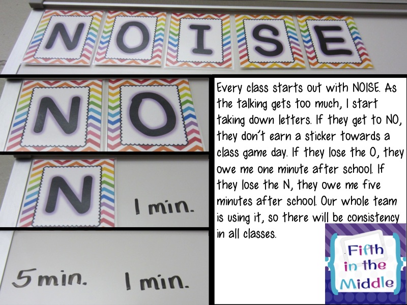 Fifth Grade Freebies Classroom Management NOISE