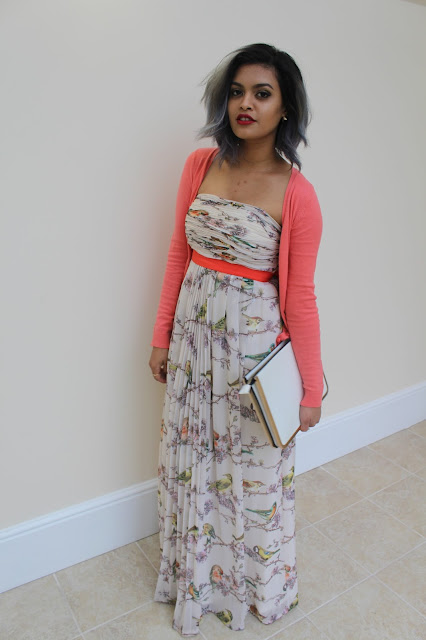 grey hair on brown girl, ted baker dress, maxi dress styling