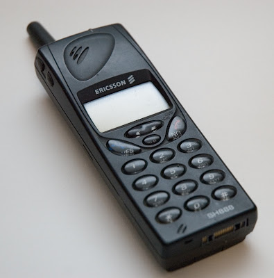 old generic cell phone, ericsson, plain black, basic