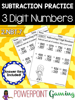 Freebie - Subtracting 3 Digit Numbers Worksheets
