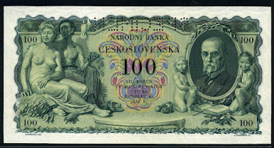Czechoslovakian 100 Czech Korun banknote bill