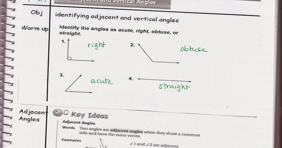 Ms. Jean's Classroom Blog: Math 7 7.1 Adjacent and Vertical Angles