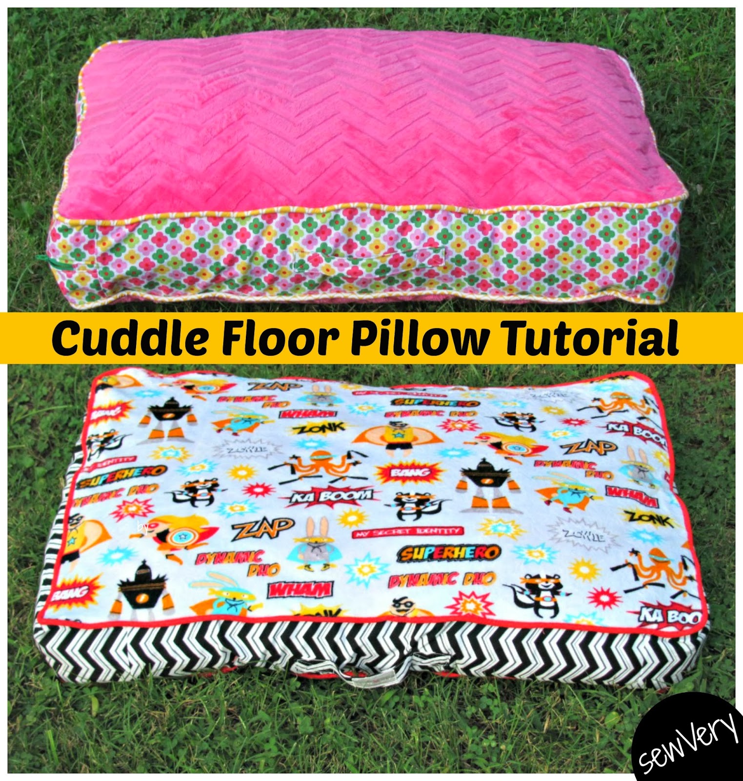 sewVery Cuddle Floor Pillow Tutorial and Matching Blankets