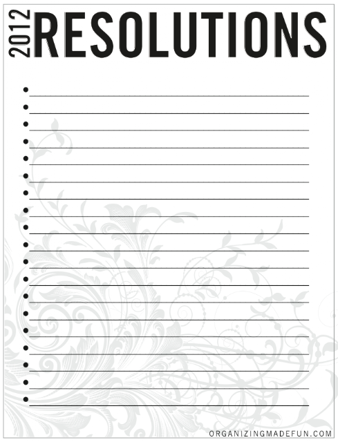 FREE Printable for organizing your resolutions | OrganizingMadeFun.com