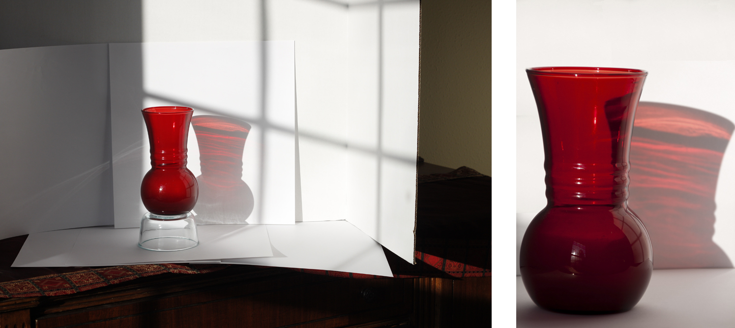 Red Glass Vase Shadow Play
