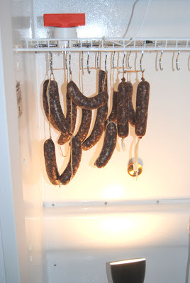 Elk Salami incubating in the Weston Dry Cure Chamber