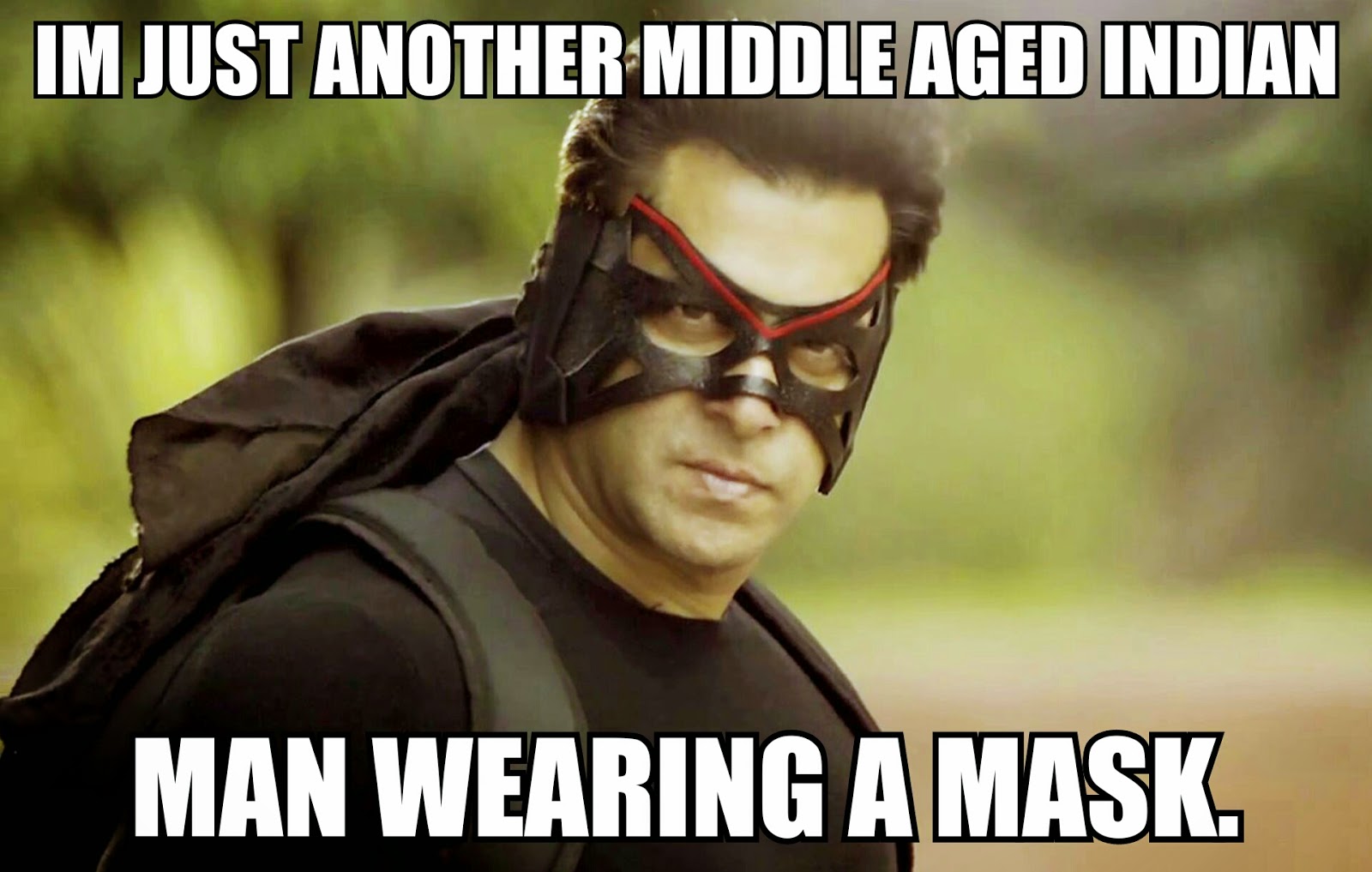 Salman Khan in Kick Salman Khan Superhero Kick Mask Black Bollywood Meme Funny