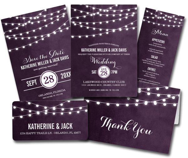 Wedding Cards and Gifts Summer String Lights Wedding Invitation