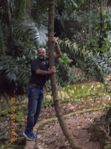 Impersonating Johnny Weismuller of "Tarzan of the Apes" in Botanical Gardens.