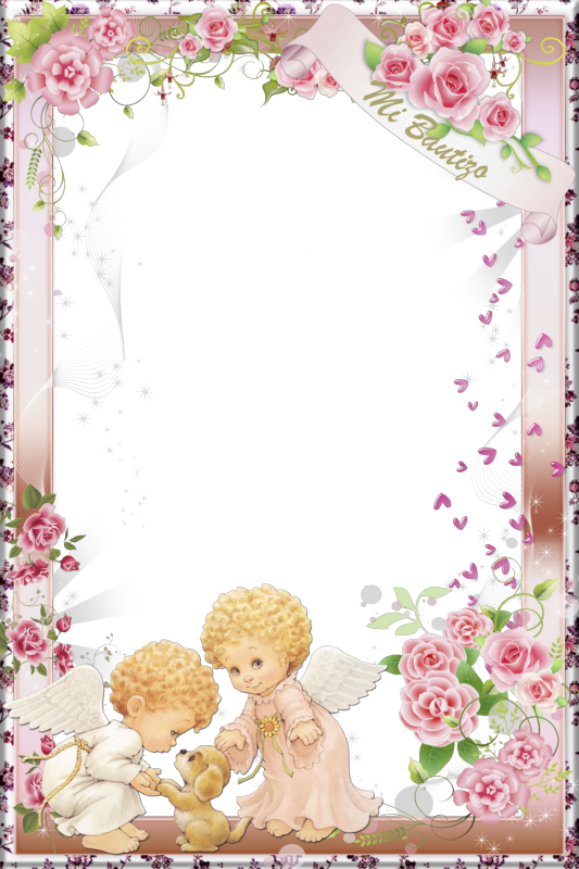 MARCO PARA BAUTISMO DE NIÑA EN COLOR ROSA Y FORMATO PNG MARCOS GRATIS
