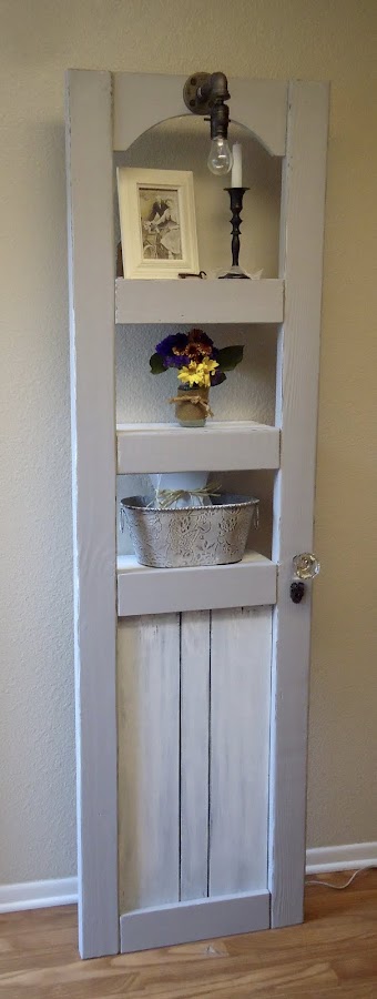 Accent Door with Shelves, Industrial Style Lamp and Vintage Hardware - Available $275