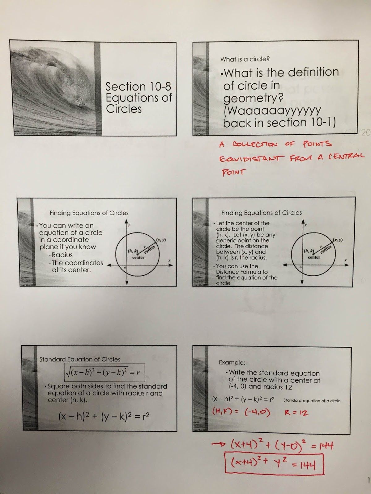 Homework 8 equations of circles image