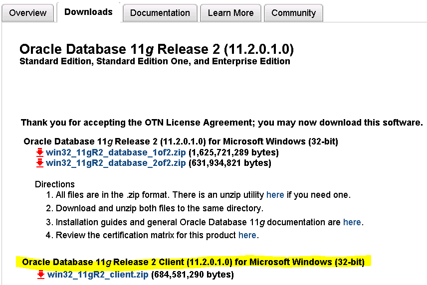 oracle client 11g 64 bit download windows 2008