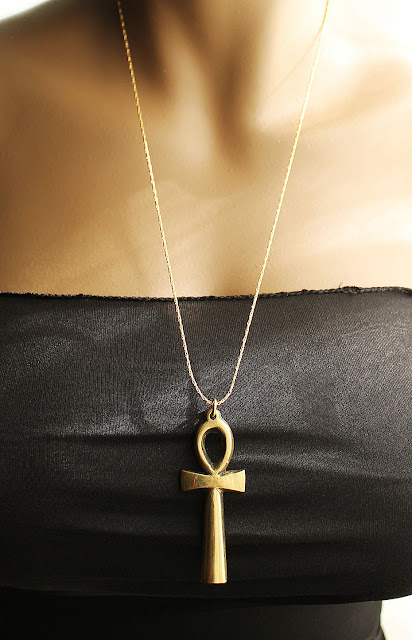 brass ankh pendant necklace