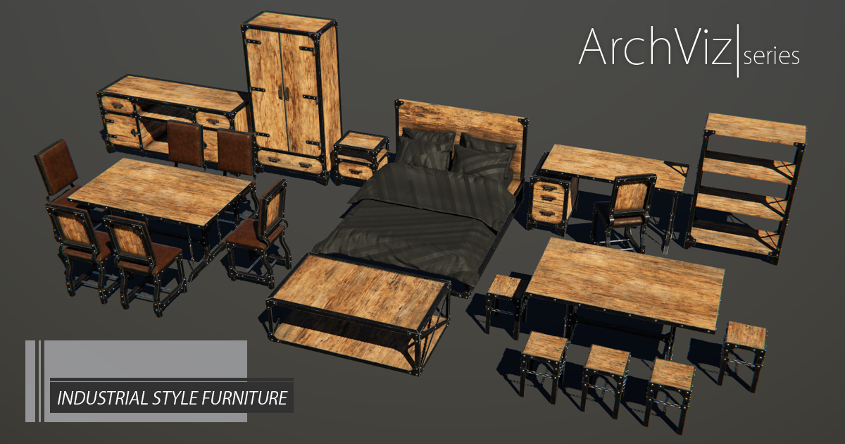 Industrial Style Furniture | ArchViz Series