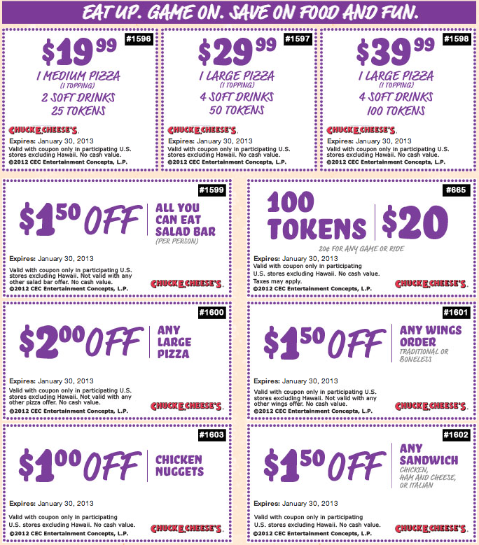 Chuck e cheese discount coupons 2019