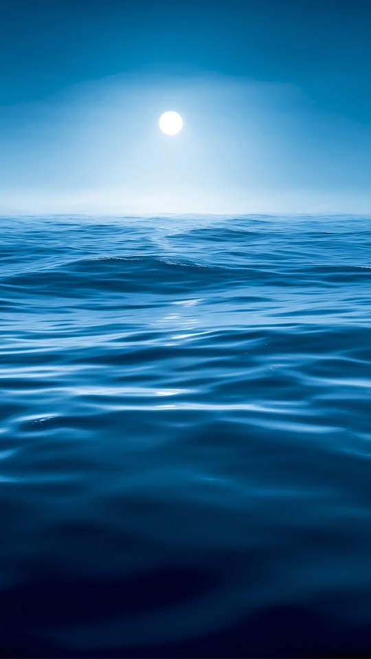 Blue Sea Water Night Android Wallpaper