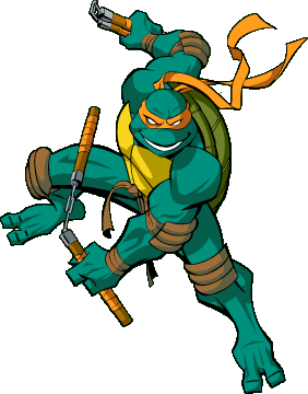 mike or mikey easy going and free spirited michelangelo wears an orange mask in some versions and wields a pair of nunchaku