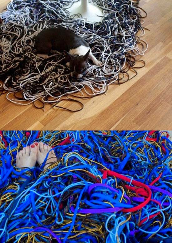 contemporary rug design:carpet of laces designed by nate and andrea