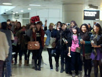 Fans of Big Bang at Heathrow Airport