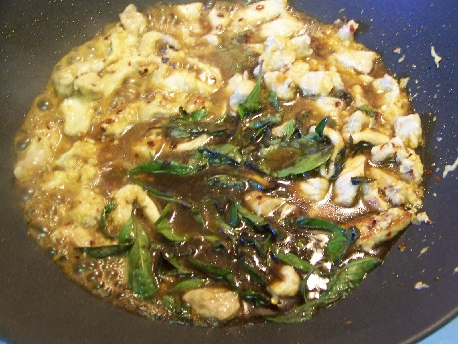 Kitchen Simmer Pork, Tofu and Eggplant Stir Fry with Thai Basil