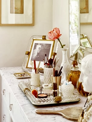 beauty products on a stylish dressing table