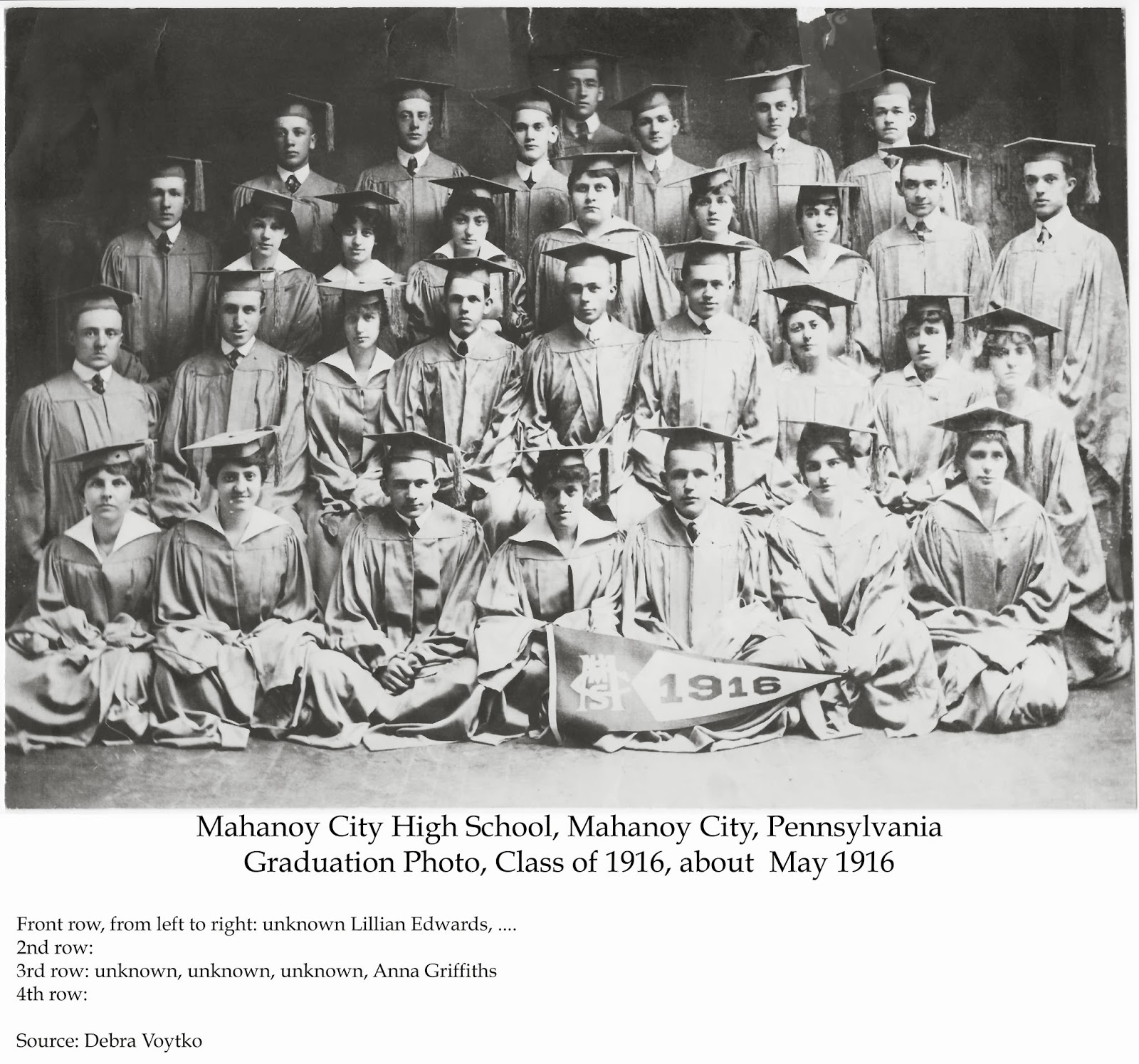 Lillian Edwards high school graduation, May 1916, Mahanoy City, PA