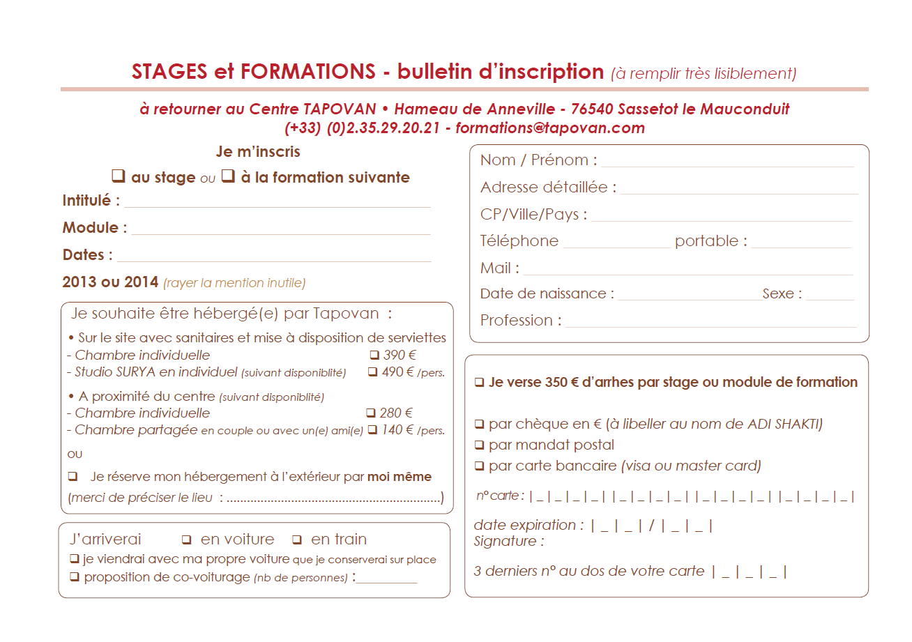 Bulletin d'inscription