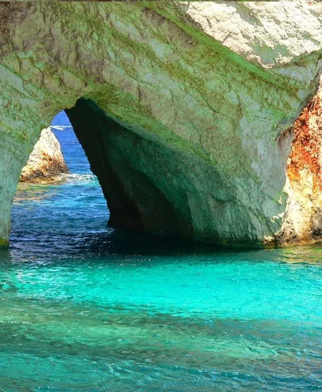Zakynthos Blue caves tourist destination.