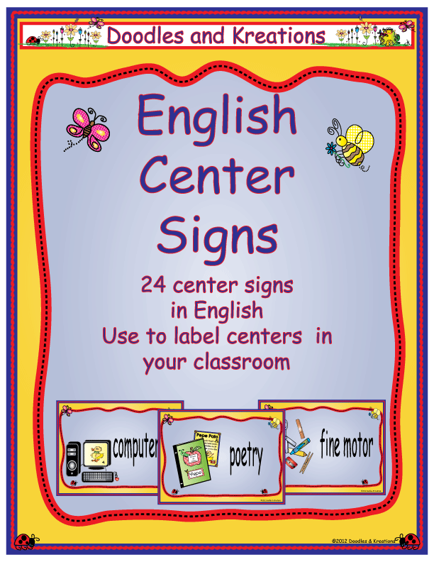 Pocket Chart Center Signs