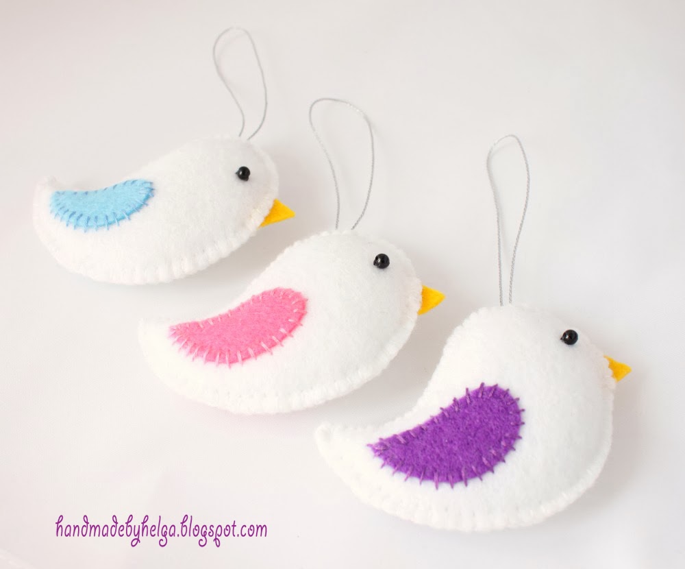 Handmade by Helga Felt Bird Ornaments