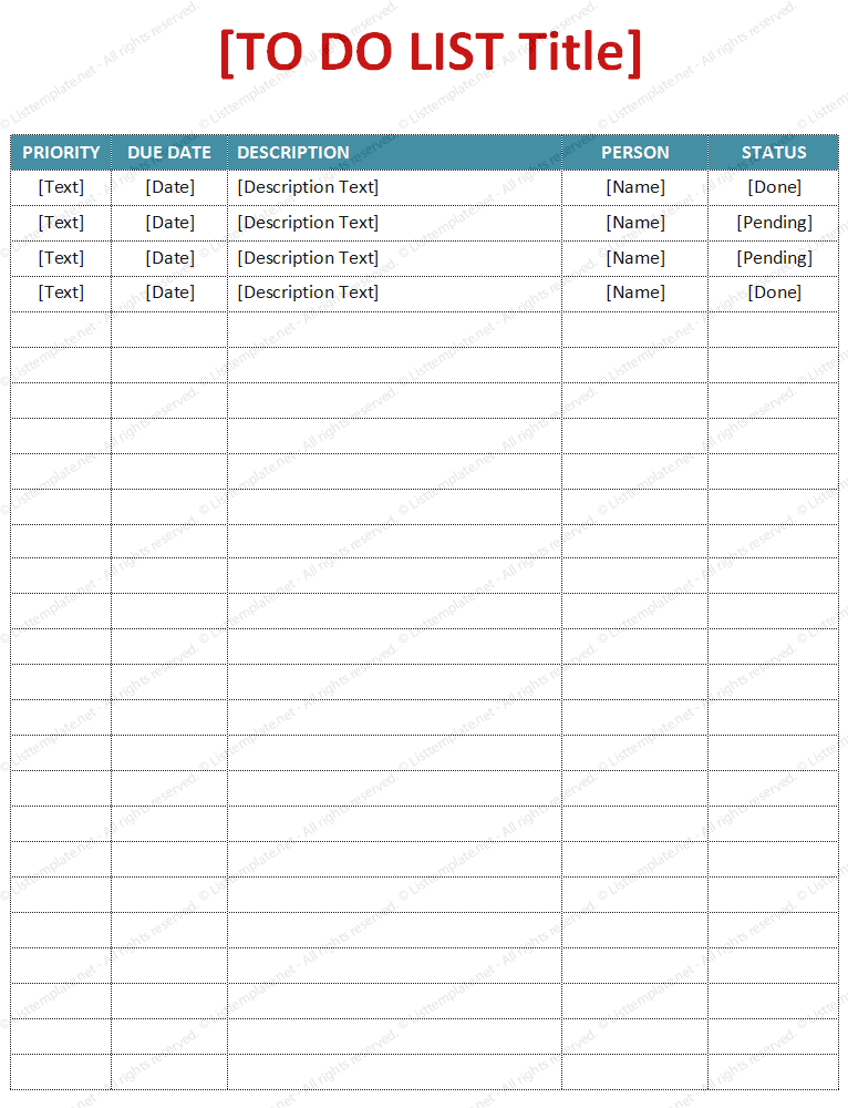 templates for to do lists microsoft word