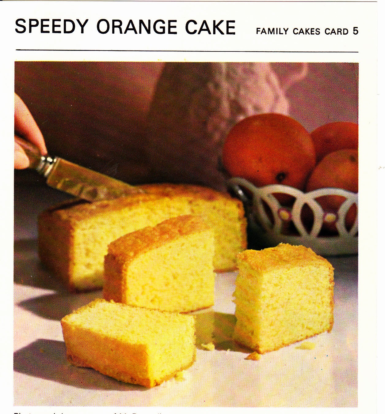 Recipe Vintage Speedy Orange Cake 1960's (Marguerite Patten Index
