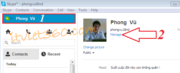 Skype, info Skype, rename Profile
