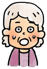 おばあさんの表情のイラスト（驚き）