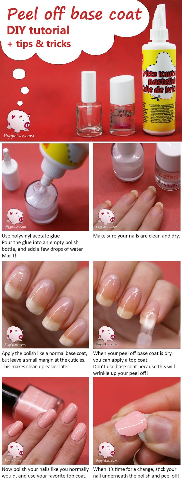 PiggieLuv: Easiest glitter polish removal: peel off base coat tutorial!